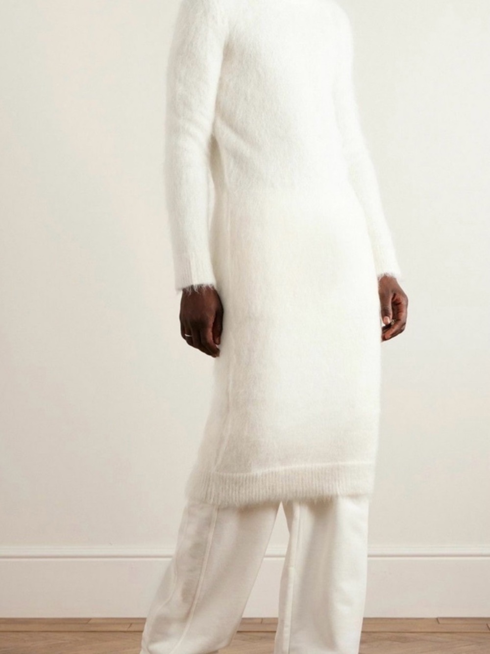 Saint Laurent Ecru Mohair Blend Oversized Turtleneck Sweater Dress - Picture 3 of 6